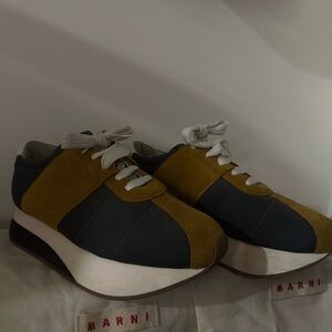 Marni Women's Mustard and Charcoal Sneakers